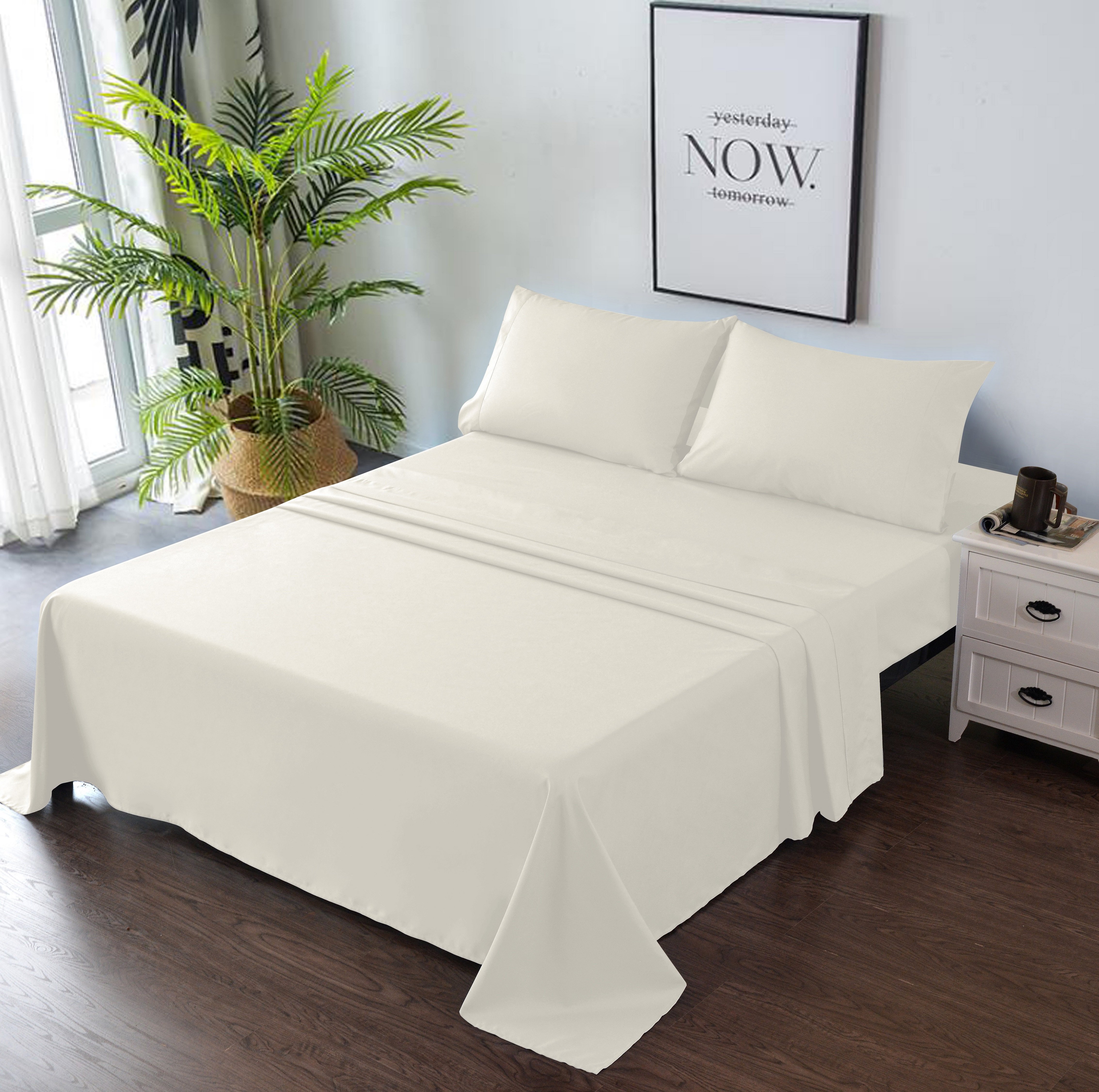 White, Twin Goza Bedding Microfiber Flat Sheet