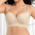thumbnail image 2 of Gkeoshab Women's Bras Women's Thin Cup Lace Underwire Bra Side Control & Shaping Full Coverage Minimizer Bralette Beige A, 2 of 8