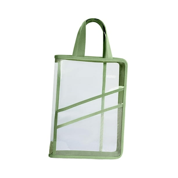 Bolsa organizadora de documentos, maletín portátil transparente, organizador de archivos, Estuche de transporte para papeles, cuadernos, papelería, es Verde