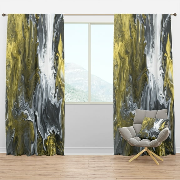Designart 'Grey, White and White Marble Acrylic I' Modern Curtain Panel