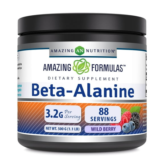 Amazing Formulas Beta Alanine 500 Grams (1.1 Lb) Powder Supplement | Wild Berry Flavor | Non-GMO | Gluten Free | Made in USA