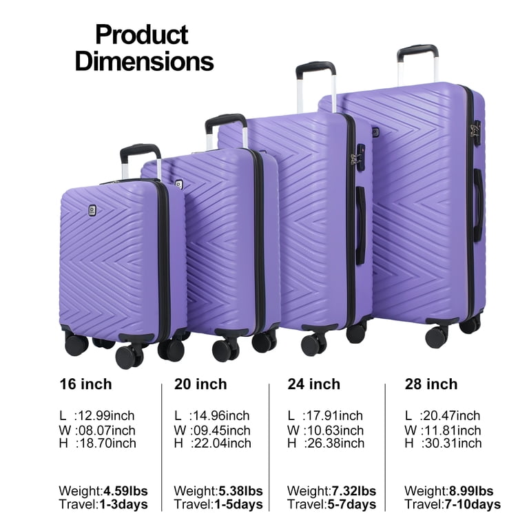 Travelhouse 4 Piece Hardshell Lightweight Luggage Set with TSA