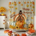 thumbnail image 3 of Thanksgiving Turkey Fall Pumpkin Shower Curtain for Bathroom, Maple Leaves Sunflower Retro Linen Waterproof Shower Curtains Washable Quick Dry with Hooks Bathtub Curtains 60x72 IN, 3 of 6