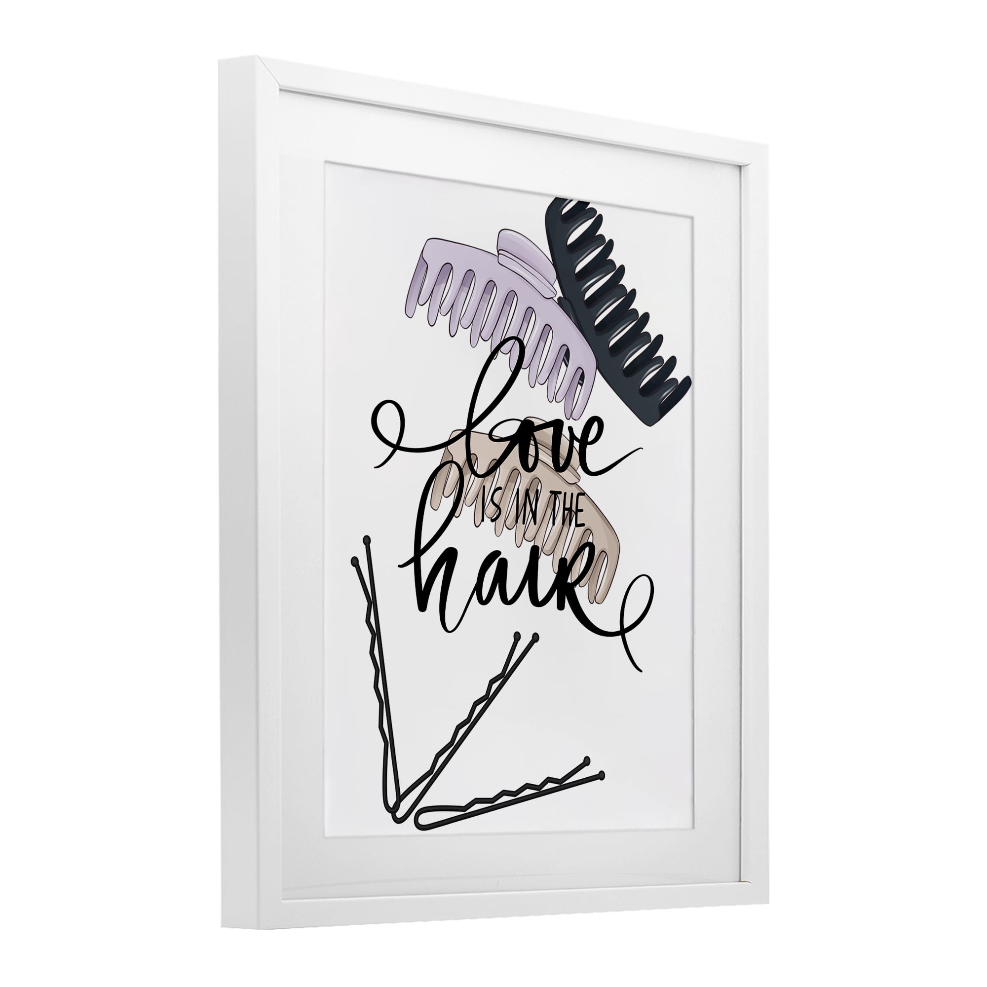 Stupell Industries Love Is In The Hair White Framed Print Under Glass, design by Jesse Keith