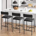 thumbnail image 3 of Set of 2 forrado bar stools con backrest y footrest, 25.5 pulgadas high, para kitchen, bar, o island (negra, fácil montaje), 3 of 6