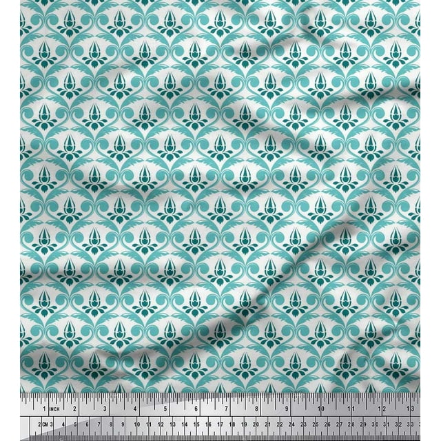 Soimoi Moss Tissu Georgette Ogee Damas Imprimé 1 Yard 42 Pouces de Large