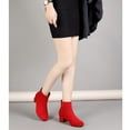 thumbnail image 6 of Women's Suede Leather Booties Low Mid Block Heel Ankle Boots Slip On Side Zippers Round Toe Short Boots, 6 of 8