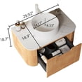 thumbnail image 2 of 30" Modern Bathroom Vanity with Sink, Floating Cabinet with Ultra-Thin Ceramic Basin and Marble Top, Extra Large Storage Drawer, Soft-Close Design, Nature Wood, 2 of 7