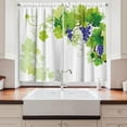 thumbnail image 2 of Vine Kitchen Curtains, Leaves of Grapes Nature Drawing Style Veins Fruits Food Healthy Options, Window Drapes 2 Panel Set for Kitchen Cafe Decor, 55" X 39", Blue Green, 2 of 3