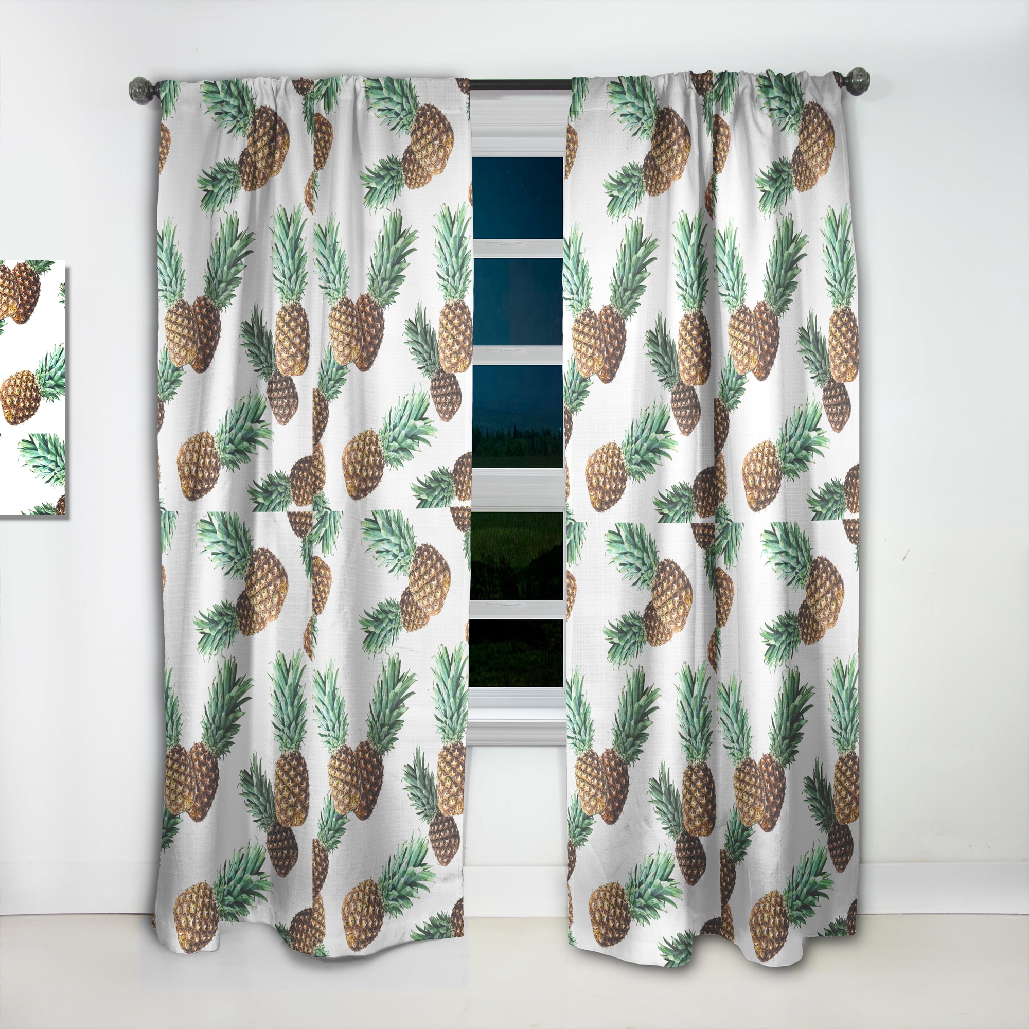 Designart 'Pineapple Summer Bliss Retro V' Mid-Century Modern Curtain Panel