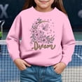 thumbnail image 2 of Gubotare Girls Oversized Sweatshirt Little & Big Kids Soft Cotton Midweight Long Sleeve Turtleneck Shirts Size 5T 6T (Pink,5-6 Years), 2 of 4