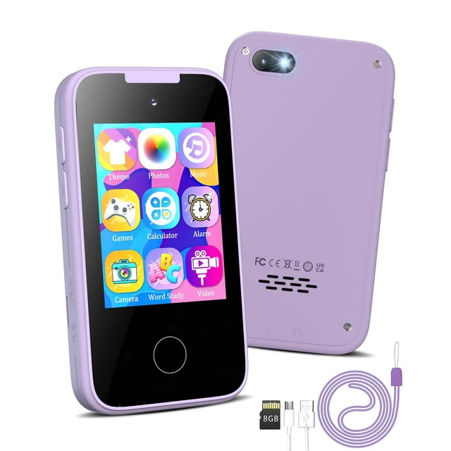 Teléfono inteligente de juguete Vimorg para niños y niñas de 6 a 8 años con tarjeta TF de 8 GB