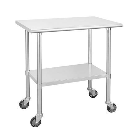 

Stainless steel table for preparation and work 24 x 36 inches with swivel wheels