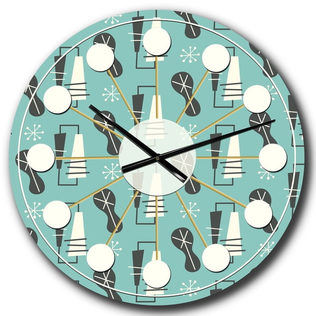 Designart '1950 Rétro Motif Ii Horloge Murale Moderne Mi-Siècle