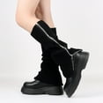 thumbnail image 2 of lnmuld Cute Leg Warmers 2PCS Women's Knitted Leg Warmer Boots Socks Solid Design Zipper Closure Over Knee Foot Covers for Thermal Warmth and Stylish Fashion Size:One Size, 2 of 4