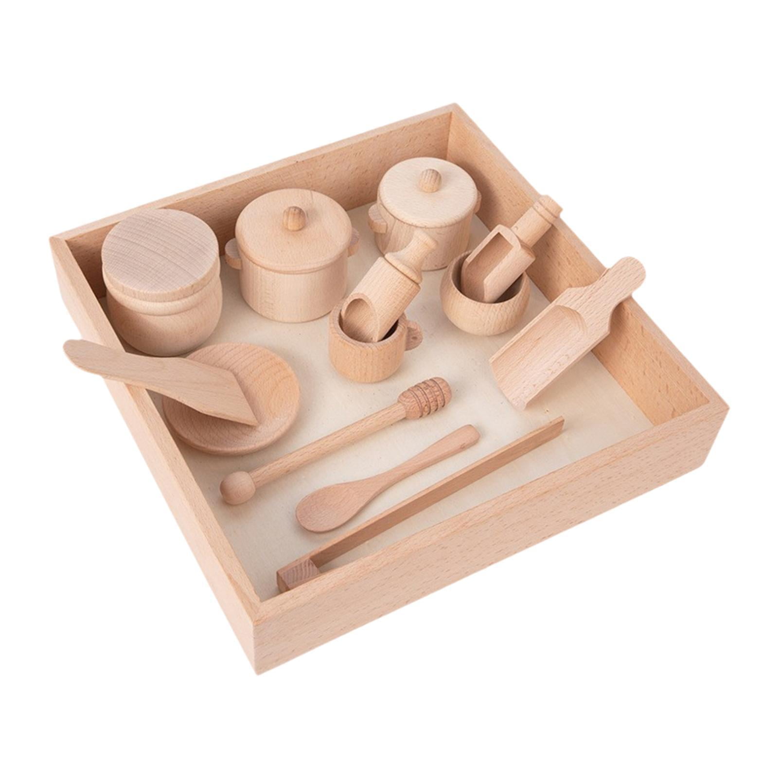 Lot de 9 bacs sensoriels en bois pour apprentissage de la motricité