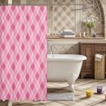 thumbnail image 3 of Erosebridal Vintage Checkered Shower Curtain 72Wx72L,Minimalist Geometric Plaid Bathroom Curtain,Pink, 3 of 6