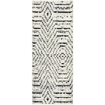 Rugs.Com Tagine Collection Rug – 5 Ft Runner Black And White Medium-Pile Rug Perfect For Living Rooms, Kitchens, Entryways
