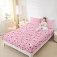 thumbnail image 2 of Manfei Pink Geometric Lines Fitted Sheet Queen,Fashion Goblet Pattern Bedding,3 Pieces,1 Fitted Sheet and 2 Pillowcases, 2 of 6