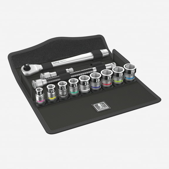 Wera 003785 8100 SB 1 Zyklop Metal Ratchet Set with Switch Lever, 3/8" Drive with Holding Function - Metric