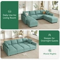 thumbnail image 3 of HONBAY Modular Convertible Sleeper Sofa Bed with Storage Ottomans for Living Room, Aqua Blue, 3 of 9