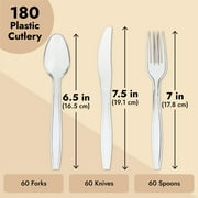 180 Pack Clear Plastic Silverware, Disposable Cutlery Utensils with Spoons, Forks and Knives, Heavy Duty Flatware Set for Parties & Events