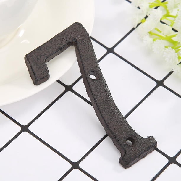 Letrero de casa de hierro fundido con número digital de metalplaca para puertadecoración de pared de cafetería DIY (7)