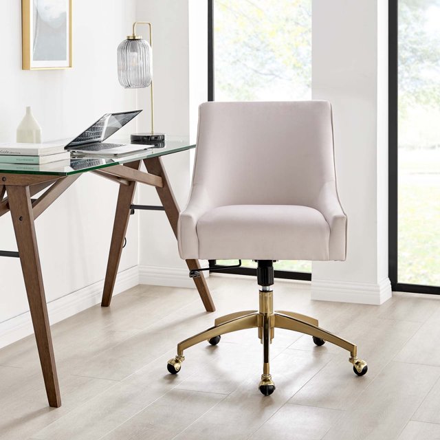 Modway Chaise de Bureau en Velours Performant Rose
