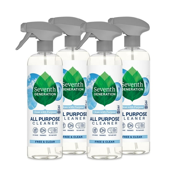 Seventh Generation All Purpose Cleaner, Biodegradable Formula, Free & Clear, 23 Oz (Pack Of 4)