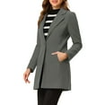 thumbnail image 4 of INSPIRE CHIC Women's Classic Notched Lapel Long Sleeves Long Overcoat L Dark Grey, 4 of 7