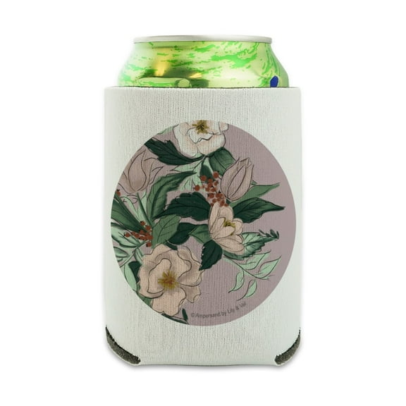 Pretty Floral Flowers Can Cooler - Drink Sleeve Hugger Collapsible Insulator - Beverage Insulated Holder