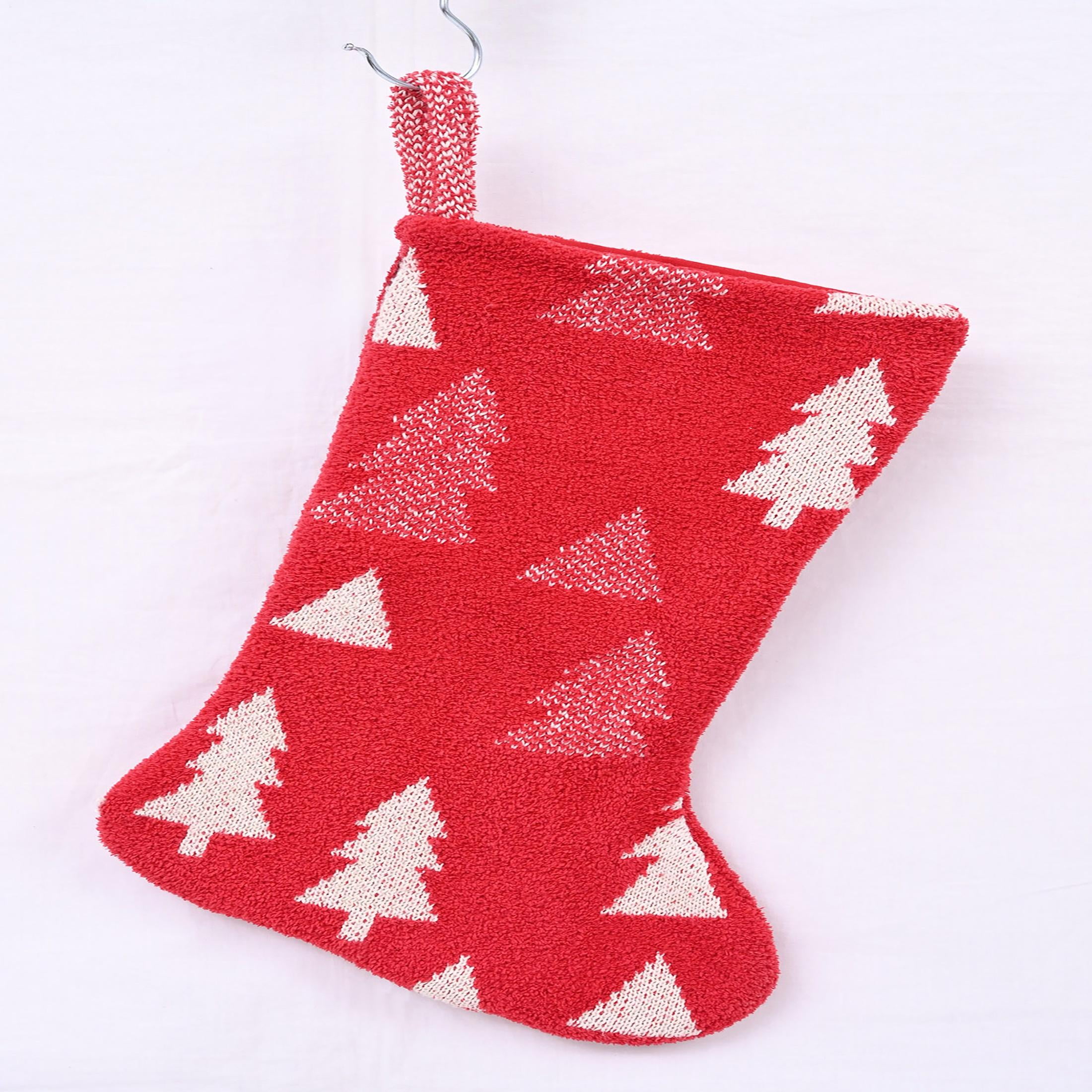 (2 pack) Holiday Time 7.5"X21" Tree Fuzzy Red Christmas Stocking