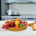 thumbnail image 7 of 1 Pack Woven Bathroom Organizers and Storage Baskets Serving Trays with Handles, Poly Wicker Bread Baskets Round Platters for Fruit, Vegetables, Breakfast, Drinks, Snacks, Medium, 7 of 7