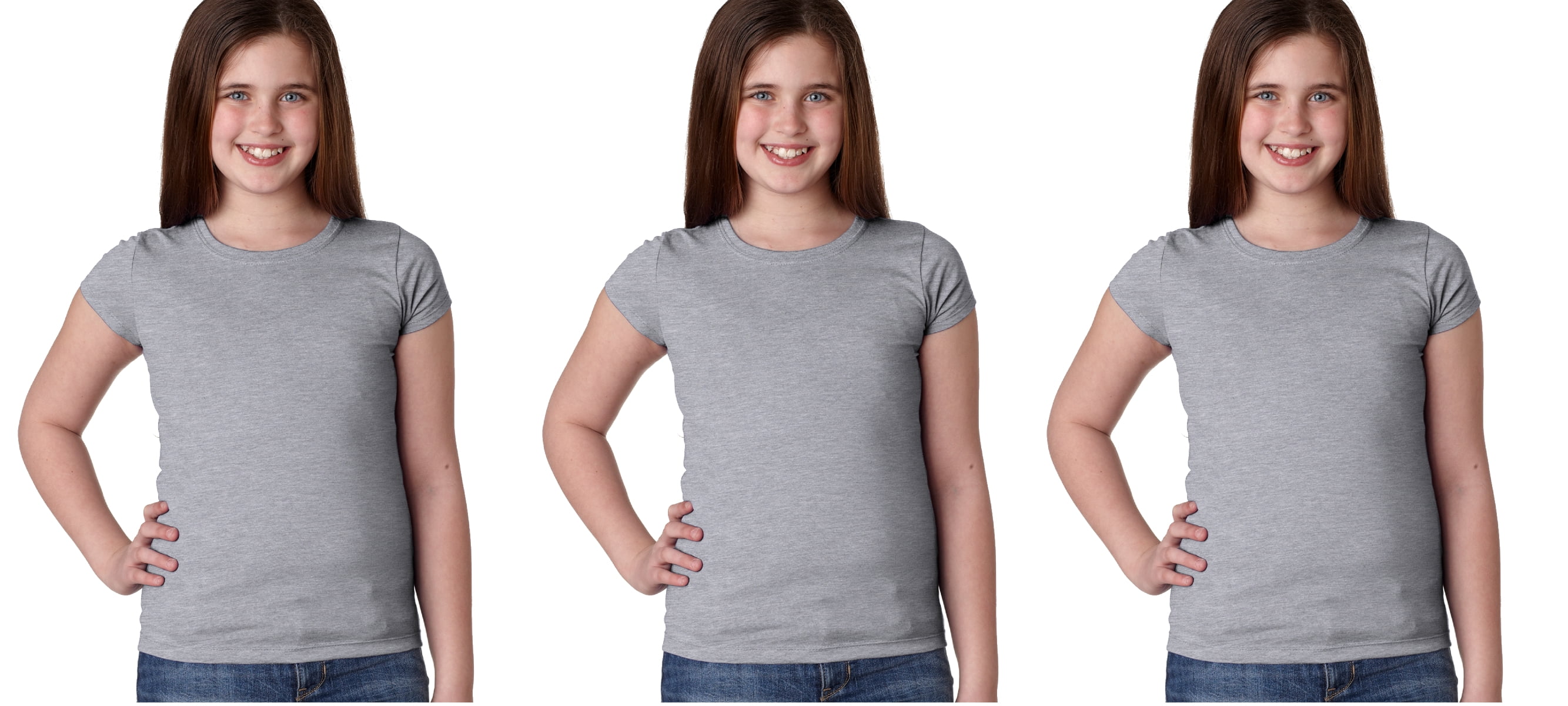 Clementine Apparel Big Girls' Three-Pack Everyday Crew Neck T-Shirts 3-Pack, Sizes 4-16