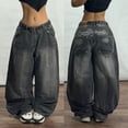 thumbnail image 2 of Ropa de calle, nuevos pantalones vaqueros holgados lavados con estampado de letras Vintage para mujer Y2K Harajuku Hip Hop, pantalones de pierna ancha góticos populares de cintura alta, 2 of 5