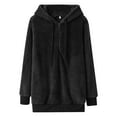thumbnail image 3 of Fiaer,Quarter Zip Fleece Hoodies for Women,Oversized Long Sleeve Hooded Sweatshirts Loose Fit Casual Trendy Drawstring Hooded Pullovers with Pocket Black XL, 3 of 3