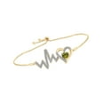 thumbnail image 2 of AFFY Heart Simulated Peridot & White Cubic Zirconia Heartbeat Bolo Bracelet 14k Yellow Gold Over Sterling Silver-7.5", 2 of 2