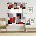 thumbnail image 2 of Abstract Red Black Grey White Kitchen Curtains Set | 3 Piece Rod Pocket Tiers & Valance | Geometric Plaid Small Window Treatment | Modern Decor, 2 of 6