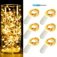 thumbnail image 1 of Juego de 6 luces de hadas, 20 luces LED estrelladas CR2032, pilas incluidas, guirnaldas decorativas centelleantes para interiores, dormitorios, exteriores, bodas, fiestas y decoraciones de festivales., 1 of 5