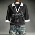 thumbnail image 5 of Bexdxz Polo Shirts for Women Three-Quarter Sleeve Vintage Printed Memorial Never Forget 9/11 25th Polo Shirt V Neck Tops Royal Blue 3XL, 5 of 5