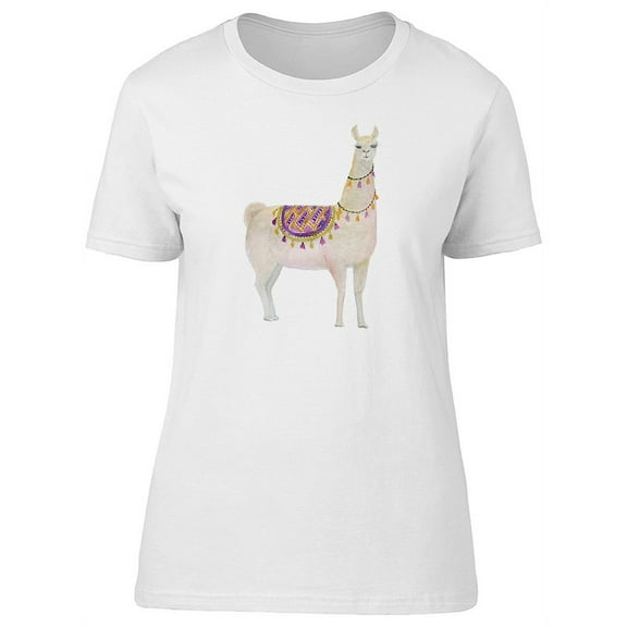 Lovely Watercolor White Llama T-Shirt Women -Image by Shutterstock, Female Small