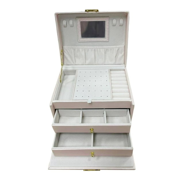 GUOOL Box Organizer with Mirror Drawers for Earrings Pink
