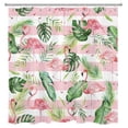 thumbnail image 3 of Watercolor Tropical Shower Curtain for Bathroom,Funny Flamingo with Green Leaf Plant on Pink and White Striped Fabric Shower Curtain with Hooks,Rustic Nature Bathroom Curtains Shower Set, 72x78 inches, 3 of 6