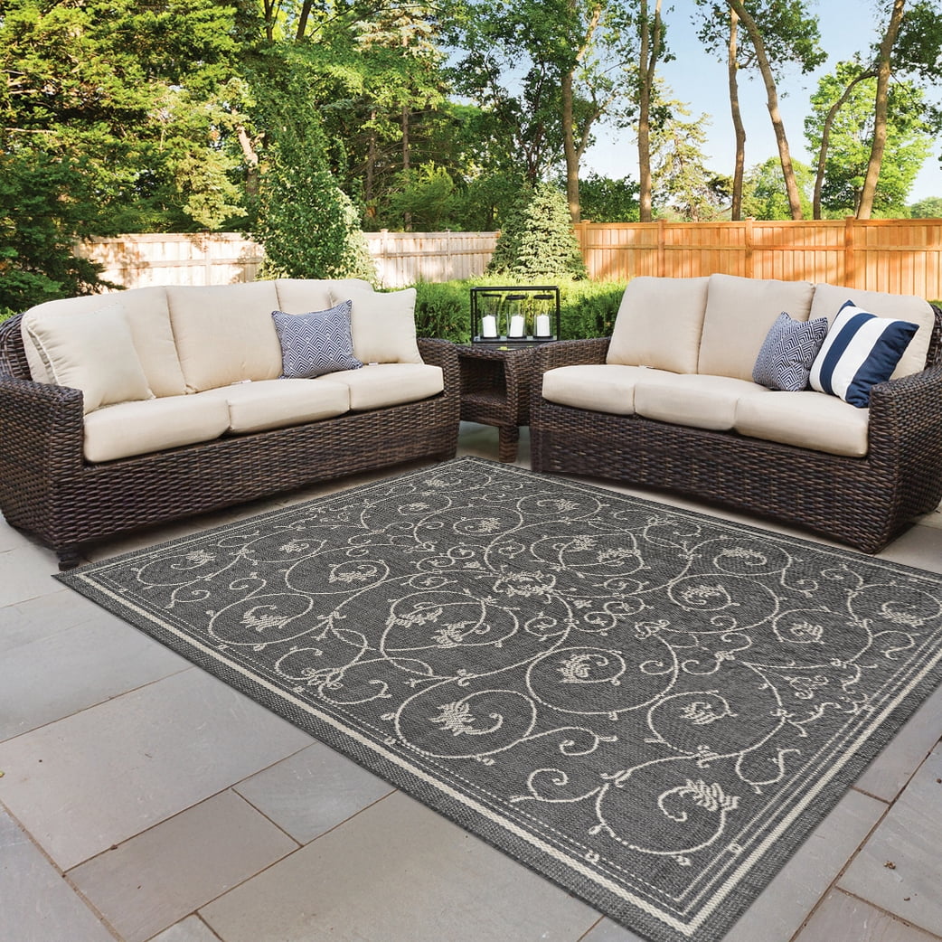 Couristan Recife Veranda 6'2" x 9'2" Champagne-Grey Outdoor Rug