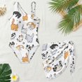 thumbnail image 5 of Jiueut Cartoon Cat Paws Print Girls' One-Piece Swimwear Cute Swimsuit for Girls Cut Out Bathing Suit with Mesh Cover Up Skirt, 5 of 7