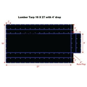Xtarps-16' x 27' Flatbed Truck Tarp - Light Weight Lumber Tarp with 4' Drop, Black