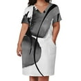 thumbnail image 3 of Vestido holgado con bolsillos abstractos en blanco y negro de tinta, vestidos de moda para mujer, traje de verano para mujer, vestido elegante y chic para mujer., 3 of 7