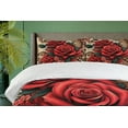 thumbnail image 5 of Ambesonne Leopard Duvet Cover Set, Red Roses Swirls Wild Cat, Calking, Vermilion Caramel Beige, 5 of 6