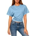 thumbnail image 2 of Diufon Womens Crop Tops Summer Crew Neck Short Sleeve Ruched Tunic Top Stretchy Going Out Slim Basic Tees, 2 of 9