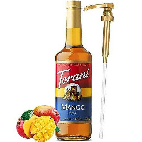 Torani Mango Syrup with Little Squirt Syrup Pump, 750ml 25.4 Ounces